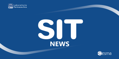Copertina SIT News, sfondo blu, logo SIT Laboratorio Farmaceutico in alto a sinistra, logo Desma in basso a destra, con scritta SIT News grande centrale.