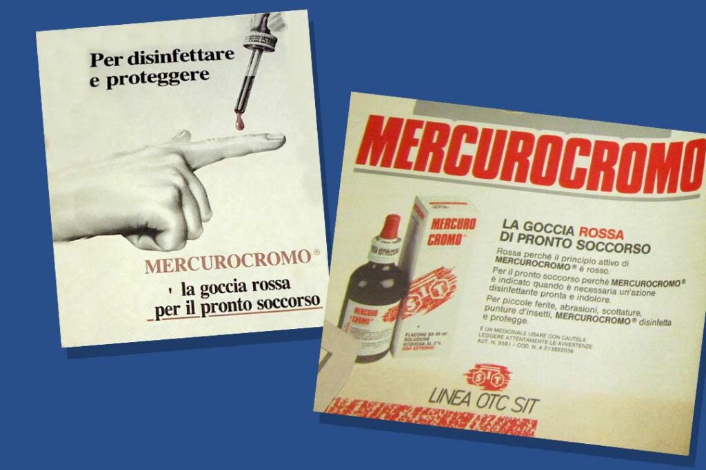 Vecchia pubblicità del Mercurocromo, un prodotto SIT