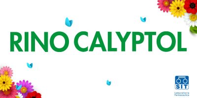 "Rino Calyptol" logo surrounded by flowers and butterflies